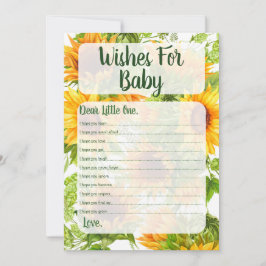 Zonnebloemen voor Baby shower Game Yellow Kaart