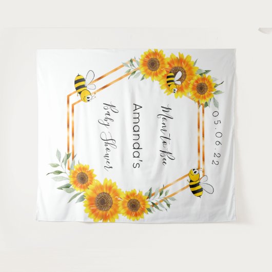Zonnebloemen voor babyfeestje 'Mom to bee' geslach Wandkleed (Voorkant (horizontaal))