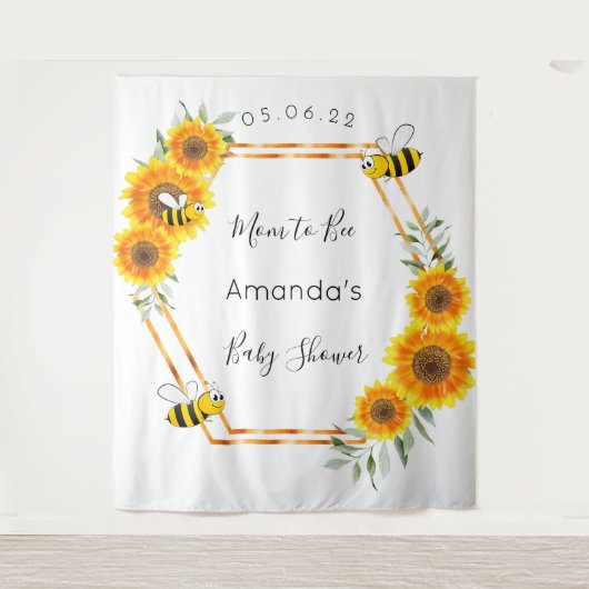 Zonnebloemen voor babyfeestje 'Mom to bee' geslach Wandkleed (Voorkant)