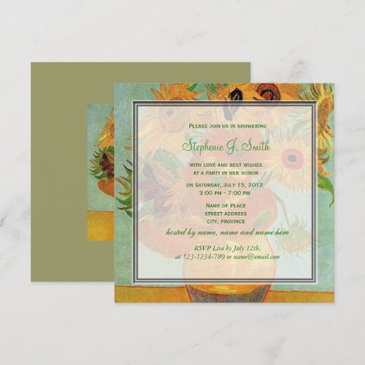  zonnebloemen voor de borst kaart (Voorkant / Achterkant)