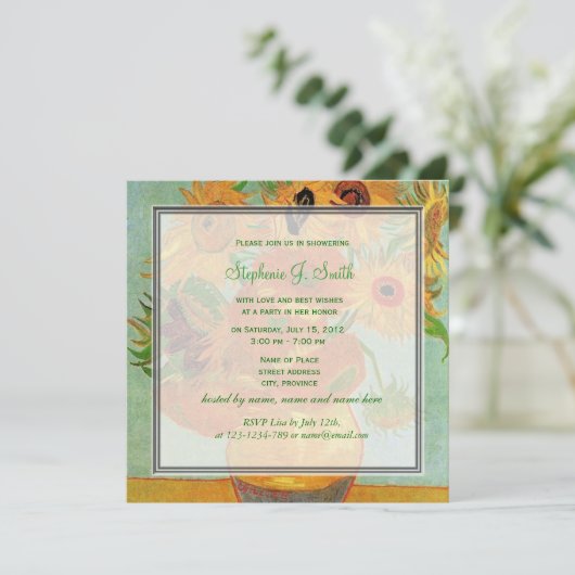  zonnebloemen voor de borst kaart (Staand voorkant)