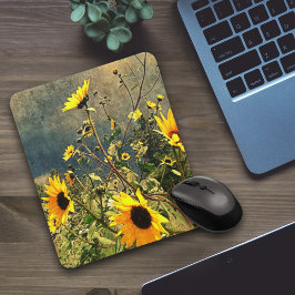 Zonnebloemen voor de stormwolken Foto Muismat