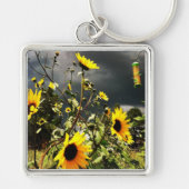 Zonnebloemen voor het Storm wolkt foto's Sleutelhanger (Voorkant)