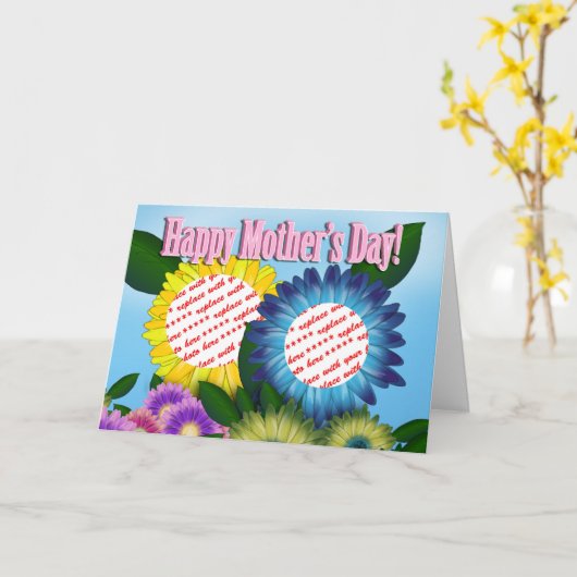 Zonnebloemen voor Lijst met dubbele mam voor Moede Kaart (Gele Bloem)