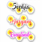 Zonnebloemen voor meisjes, Schattigee bloemnaamsti Sticker (Voorkant)