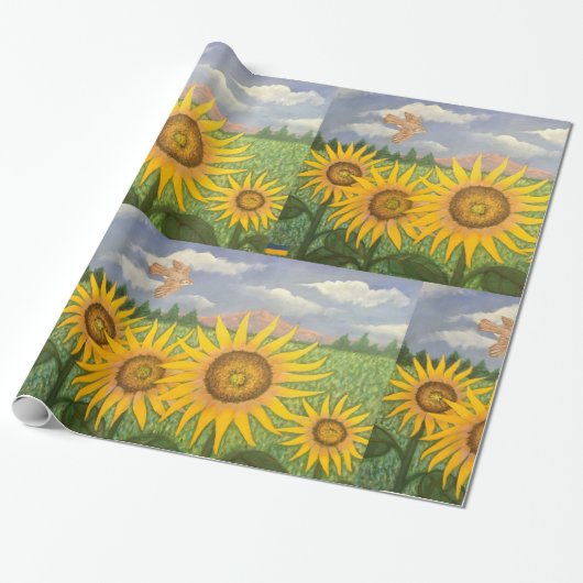Zonnebloemen voor Oekraïne Cadeaupapier (Uitgerold)