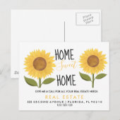 zonnebloemen voor woonhuizen aankondigingskaart (Voorkant / Achterkant)