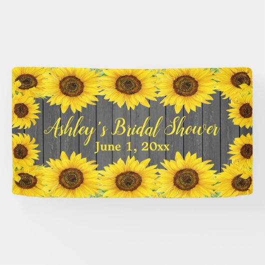 Zonnebloemen Vrijgezellenfeest Achtergrond Rustic  Spandoek (Horizontaal)