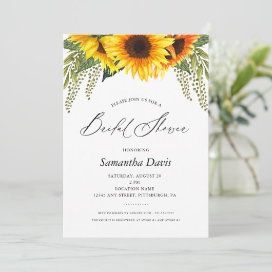 Zonnebloemen Vrijgezellenfeest Elegant Script Kaart (Staand voorkant)