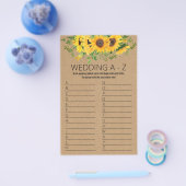 Zonnebloemen Vrijgezellenfeest Game A tot Z Kaart (Enkel)