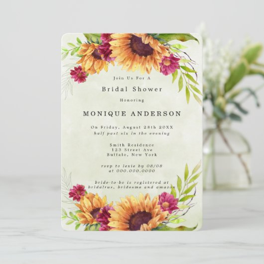 Zonnebloemen Vrijgezellenfeest Kaart (Staand voorkant)