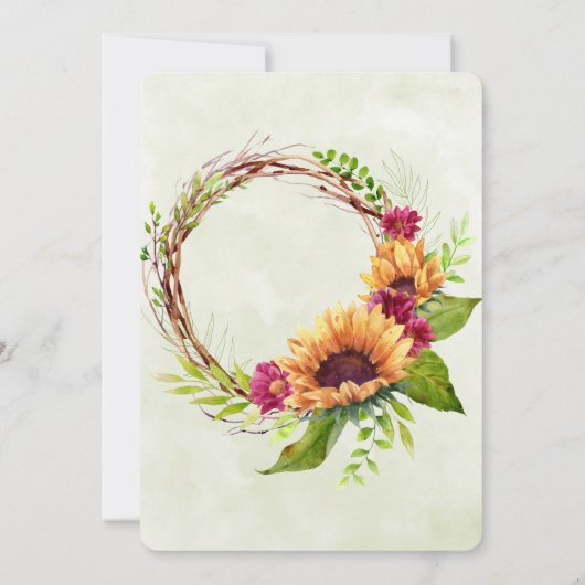 Zonnebloemen Vrijgezellenfeest Kaart (Achterkant)