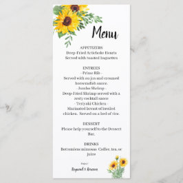 Zonnebloemen Vrijgezellenfeest Menu