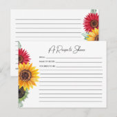 Zonnebloemen Vrijgezellenfeest Recipe Kaart (Voorkant / Achterkant)