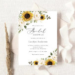 Zonnebloemen Vrijgezellenfeest van Floral Greenery Kaart<br><div class="desc">Zonnebloemen White Floral Greenery Bridal Shower Invitation. Rustic Sunflower Wedding Bridal Shower Kaart. White Flowers Greenery Wedding Bridal Shower</div>