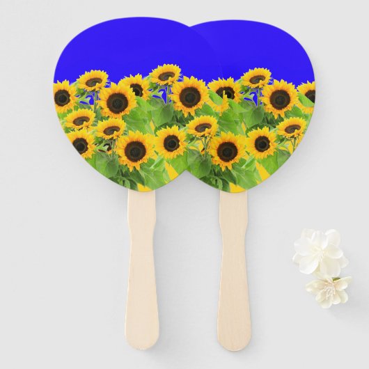 Zonnebloemen - Vrijheid Oekraïne Vrede Oekraïense  Handwaaier (Voorkant en achterkant)