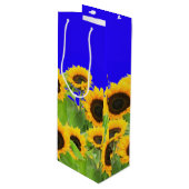 Zonnebloemen - Vrijheid Oekraïne Vrede Oekraïense  Wijn Cadeautas (Voorkant Gekanteld)