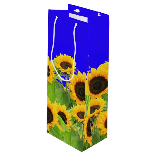 Zonnebloemen - Vrijheid Oekraïne Vrede Oekraïense  Wijn Cadeautas (Voorkant Gekanteld)