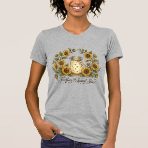 Zonnebloemen Vuurvliegjes Zonsondergang Lenten Zom T-shirt