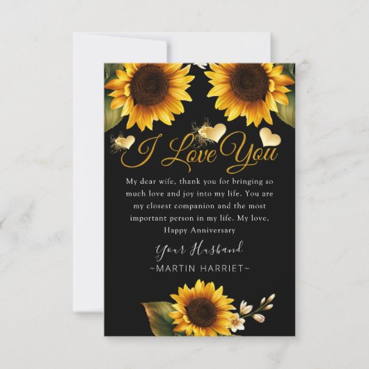 Zonnebloemen waar ik van hou, Jubileum Kaart voor (Voorkant)