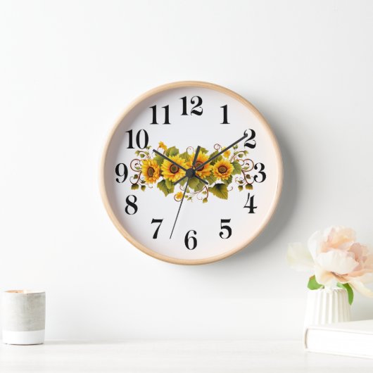Zonnebloemen Wandklok (Huis)