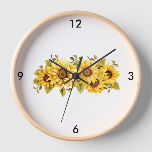 Zonnebloemen wandklok (Voorkant)