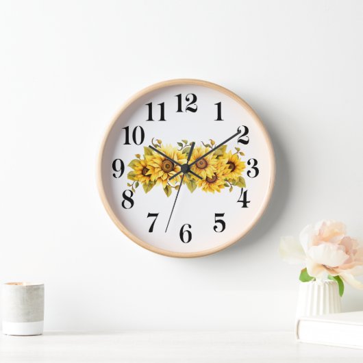 Zonnebloemen Wandklok (Huis)
