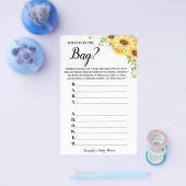 Zonnebloemen Wat is er in de Bag Baby shower Game- Flyer (Enkel)