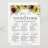 Zonnebloemen Wat zit er in je tas Vrijgezellenfees Kaart (Voorkant / Achterkant)