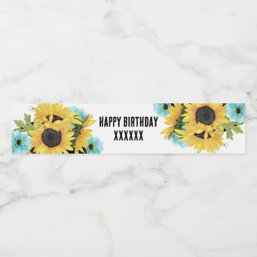 zonnebloemen waterfles LABEL bloem Etiket (Enkel label)