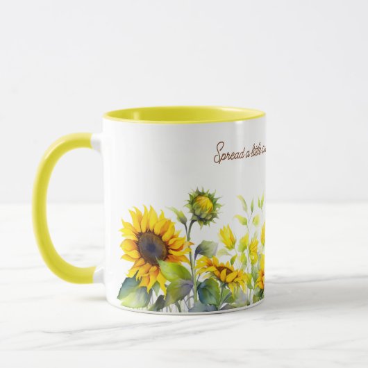 Zonnebloemen Waterverf Afdrukreiskoffieg Mok (Links)