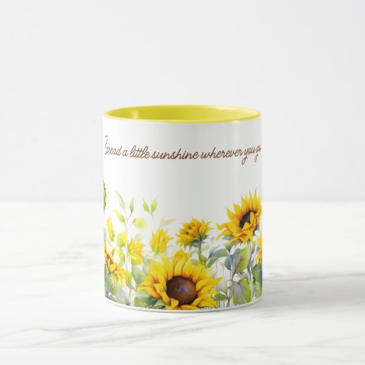 Zonnebloemen Waterverf Afdrukreiskoffieg Mok (Midden)