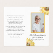 Zonnebloemen Waterverf Begrafenisgebed Visitekaartje (Buitenkant ongevouwen)