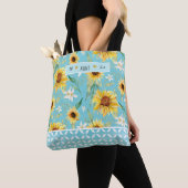 Zonnebloemen Waterverf Best tante Ever Blue Hearts Tote Bag (Dichtbij)