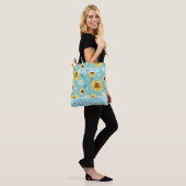 Zonnebloemen Waterverf Best tante Ever Blue Hearts Tote Bag (Op model)