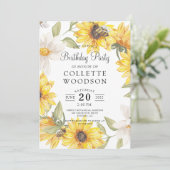 Zonnebloemen Waterverf Birthday Party Kaart (Staand voorkant)