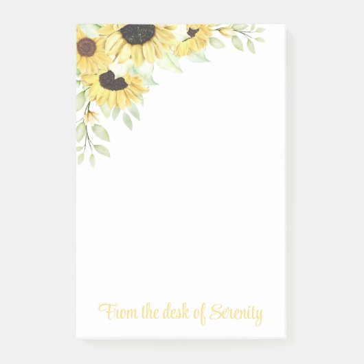 Zonnebloemen Waterverf Bloemen Geel Florence Post-it® Notes (Voorkant)