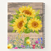 Zonnebloemen, Waterverf bloemen,  krant Notitieboek (Achterkant)