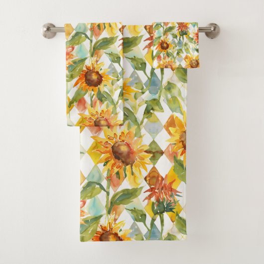 Zonnebloemen Waterverf bloemig Bad Handdoek (Insitu)