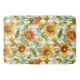 Zonnebloemen Waterverf bloemig Badmat