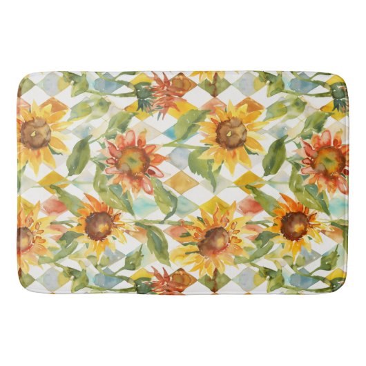 Zonnebloemen Waterverf bloemig Badmat (Voorkant)