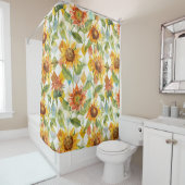 Zonnebloemen Waterverf bloemig Douchegordijn (In situ)