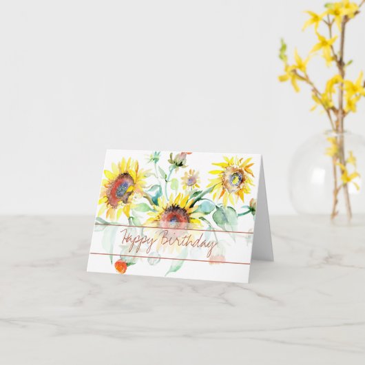 Zonnebloemen waterverf bloemkaart kaart (Gele Bloem)