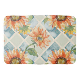 Zonnebloemen Waterverf bloemmotief Badmat