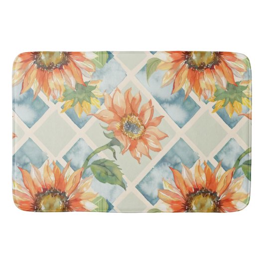 Zonnebloemen Waterverf bloemmotief Badmat (Voorkant)