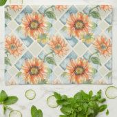 Zonnebloemen Waterverf bloemmotief Theedoek (Gevouwen)