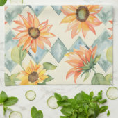 Zonnebloemen Waterverf bloemmotief Theedoek (Gevouwen)