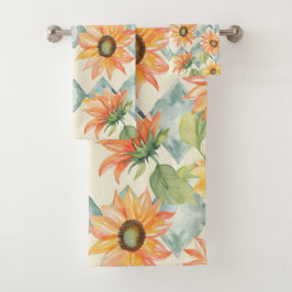 Zonnebloemen Waterverf bloempatroon Bad Handdoek