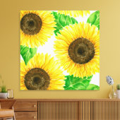 Zonnebloemen waterverf canvas afdruk (Insitu (Woonkamer))