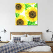 Zonnebloemen waterverf canvas afdruk (Insitu (Slaapkamer))